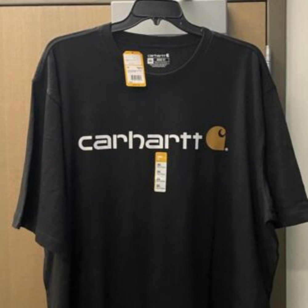 Carhartt Men's Loose Fit Heavyweight Short Sleeve Logo Graphic T-Shirt 2XL Black
